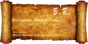 Bergman Radvány névjegykártya